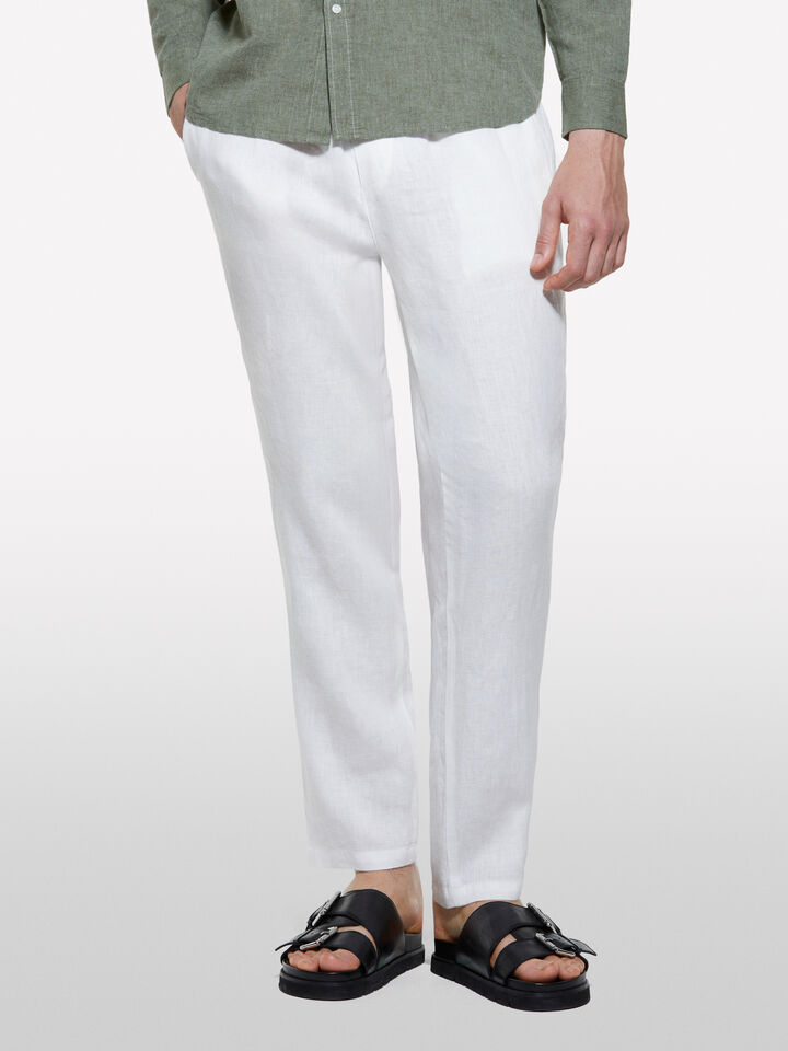 Weiße Jogginghose aus 100% Leinen - joggers hosen für herren - Weiss | Sisley image number 4